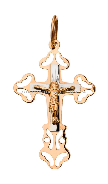 Золотой нательный крестик с распятием  (арт. 520100) - цена