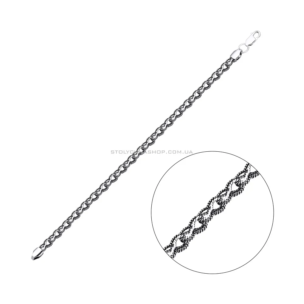 Срібний ланцюговий браслет на руку Фантазійного плетіння (арт. 7909/2051-ч) - цена