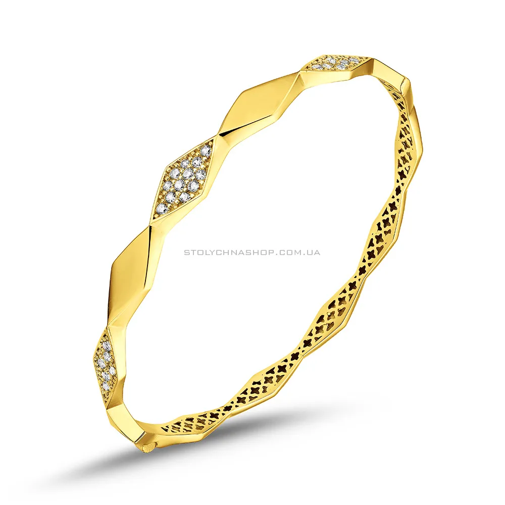 Золотий жорсткий браслет з фіанітами (арт. 326754ж) - цена
