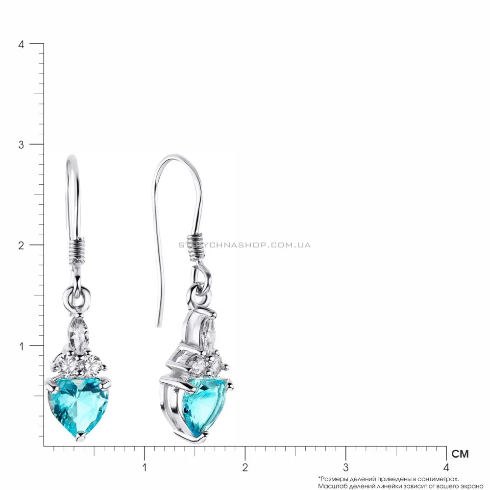 Срібні сережки-підвіски з блакитними фіанітами (арт. 7502/3625цг) - 2 - цена