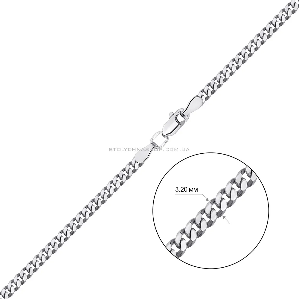 Серебряная цепочка в Панцирном плетении  (арт. 7508/3-0304.100.2) - 2 - цена