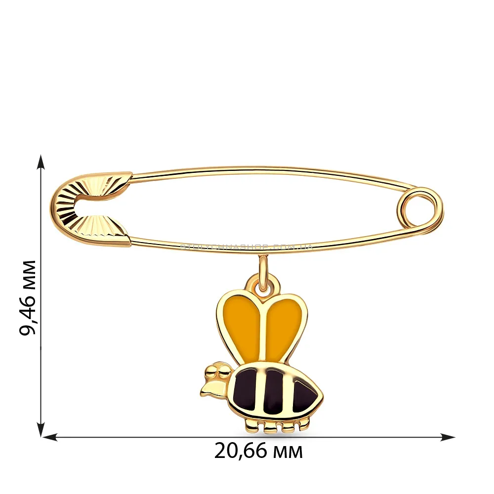Золота дитяча шпилька "Бджілка" (арт. 280126ж) - 2 - цена