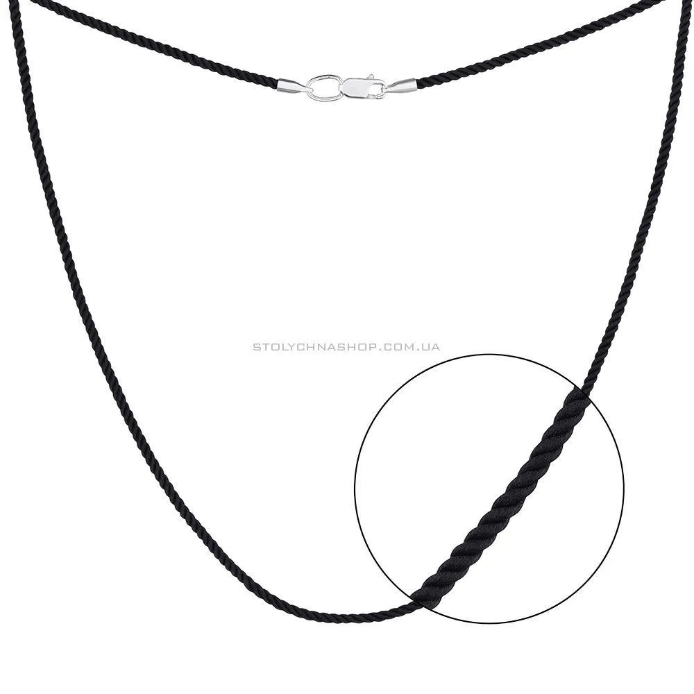 Шелковый шнурок с серебряными вставками (арт. 7307/396ш) - цена