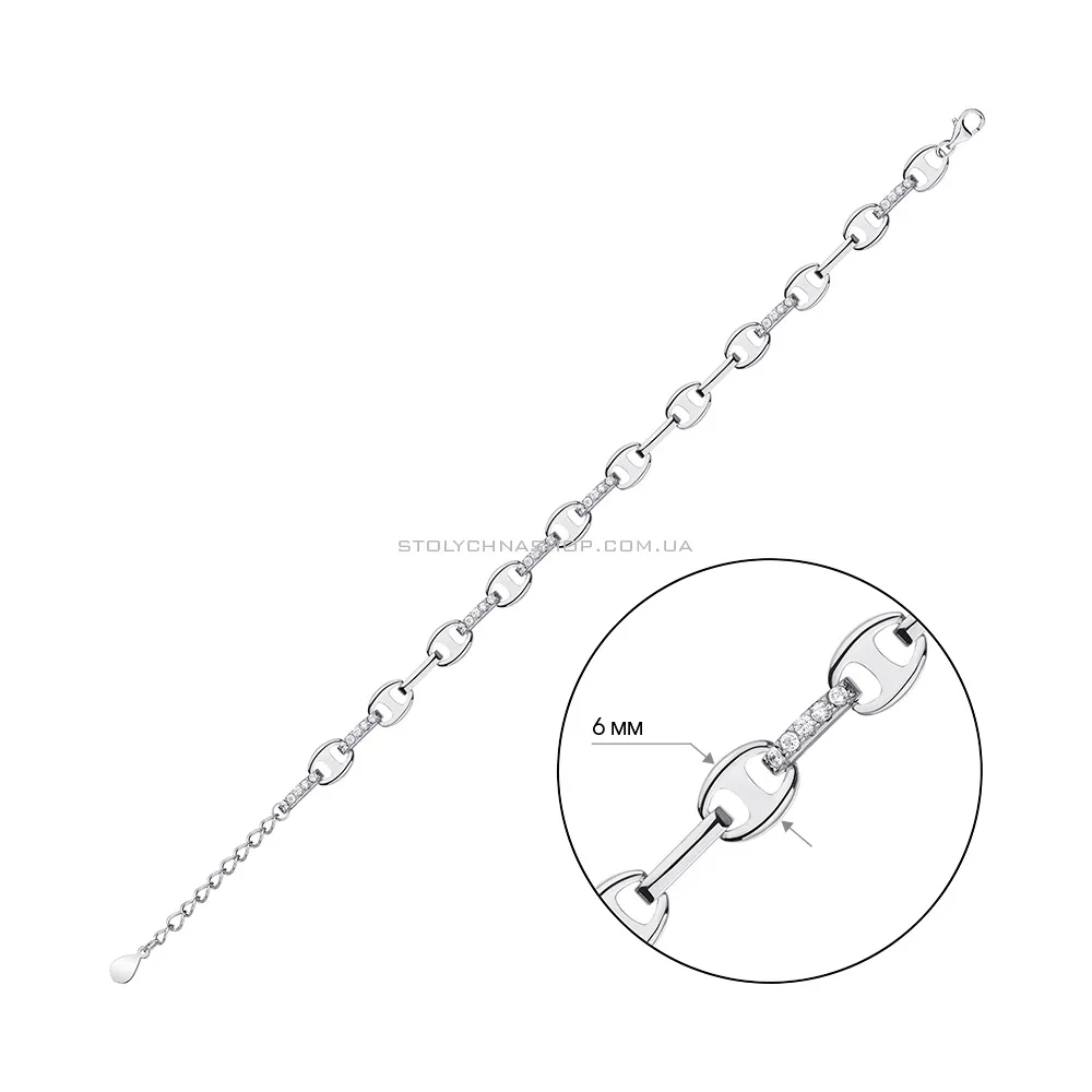 Срібний браслет з фіанітами  (арт. 7509/4096) - 2 - цена