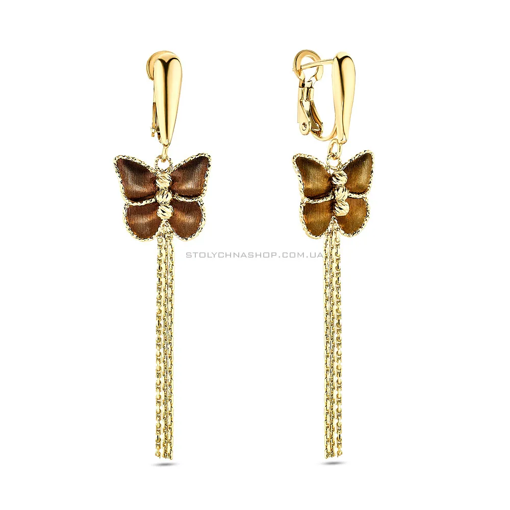 Золоті сережки-підвіски Francelli «Метелики» (арт. 107384жкр) - цена