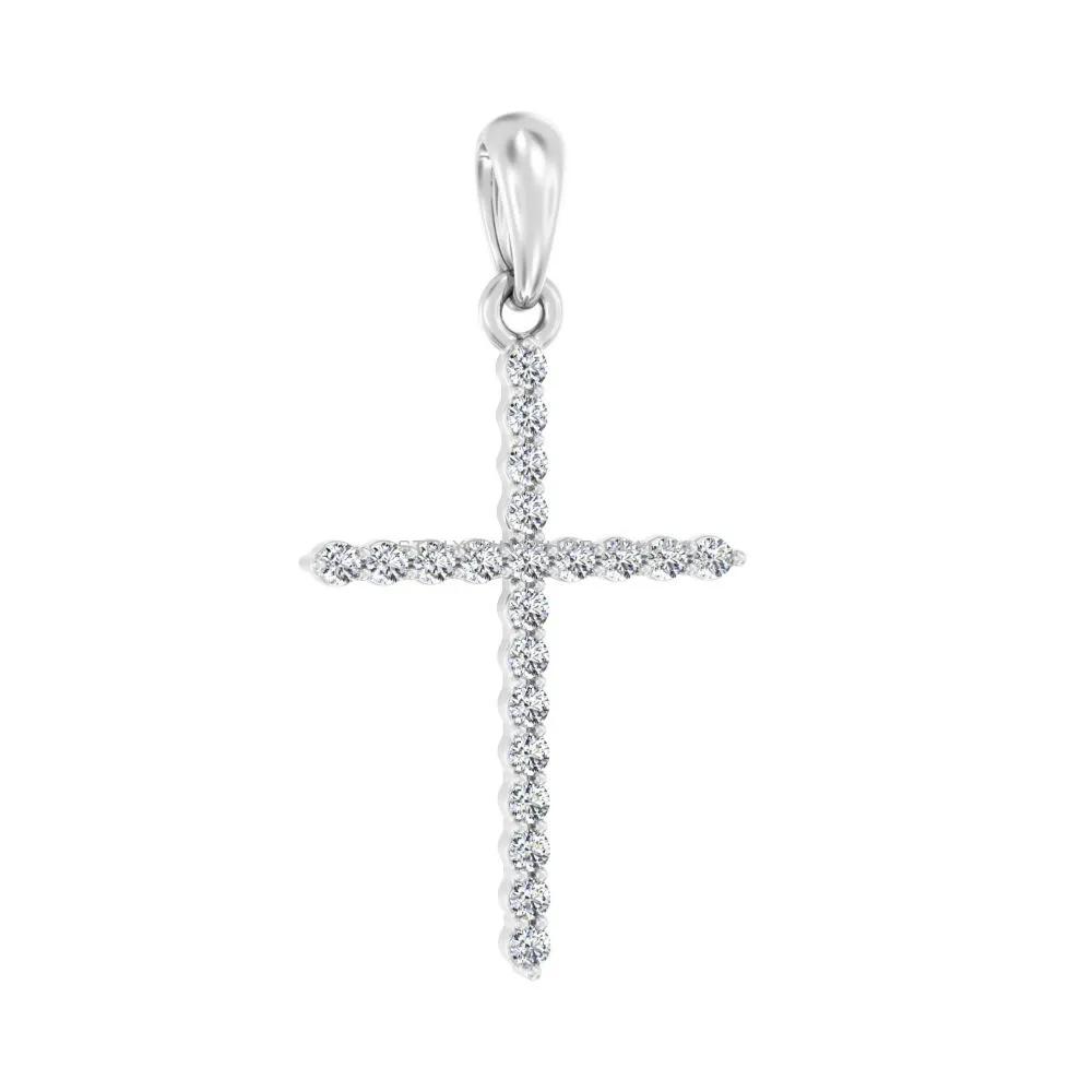 Підвіска-хрестик з білого золота з діамантами (арт. П011192020б) - цена