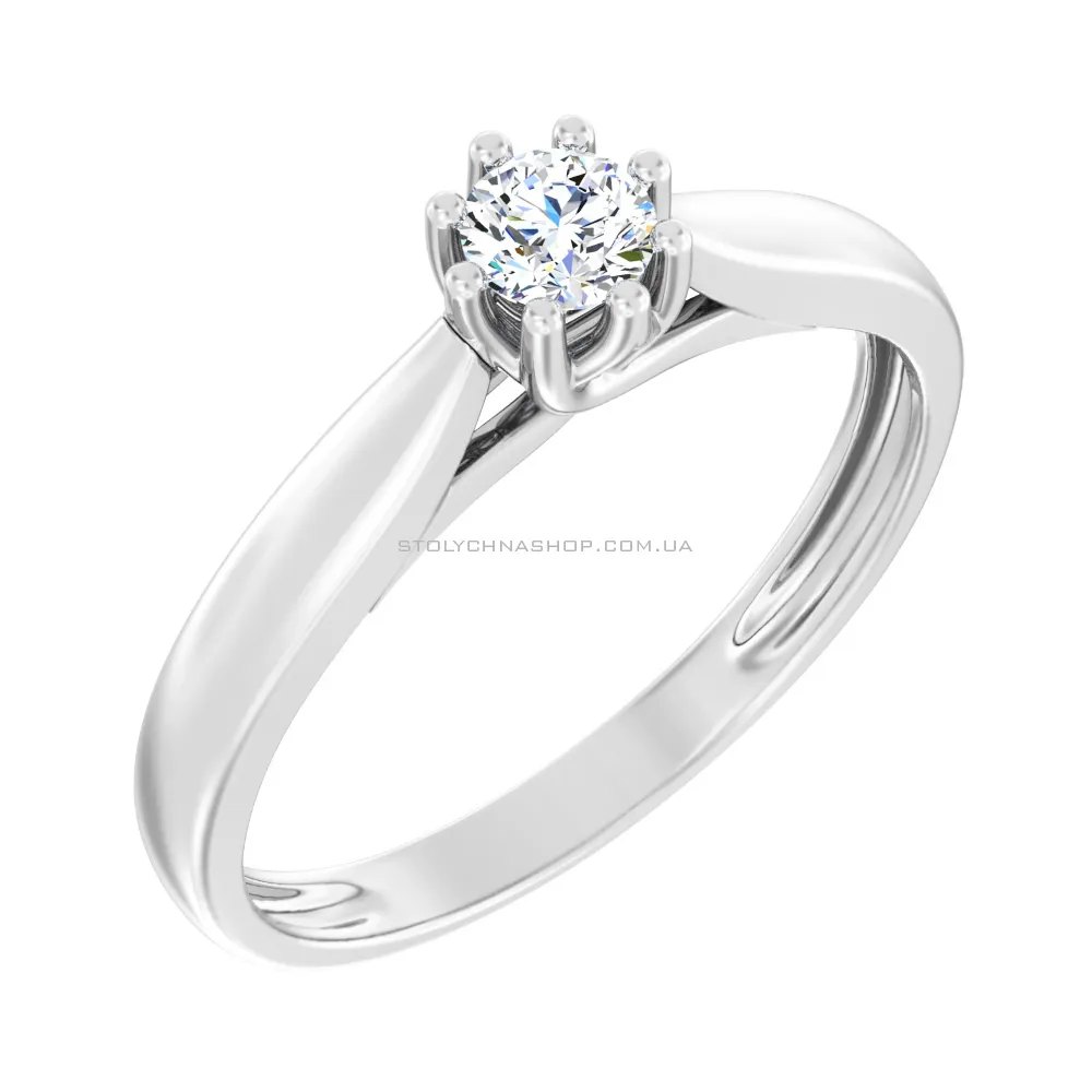 Кольцо для помолвки из белого золота с бриллиантом  (арт. К011097020б) - цена