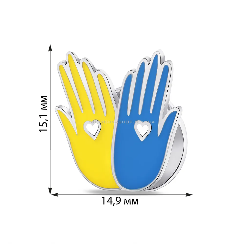 Срібний значок з синьою і жовтою емаллю (арт. 7531/001егж) - 2 - цена