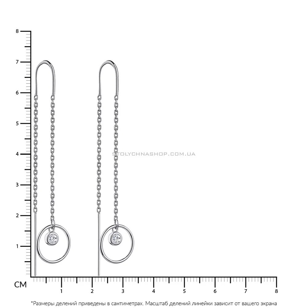 Срібні сережки-протяжки з фіанітами (арт. 7502/4489) - 2 - цена