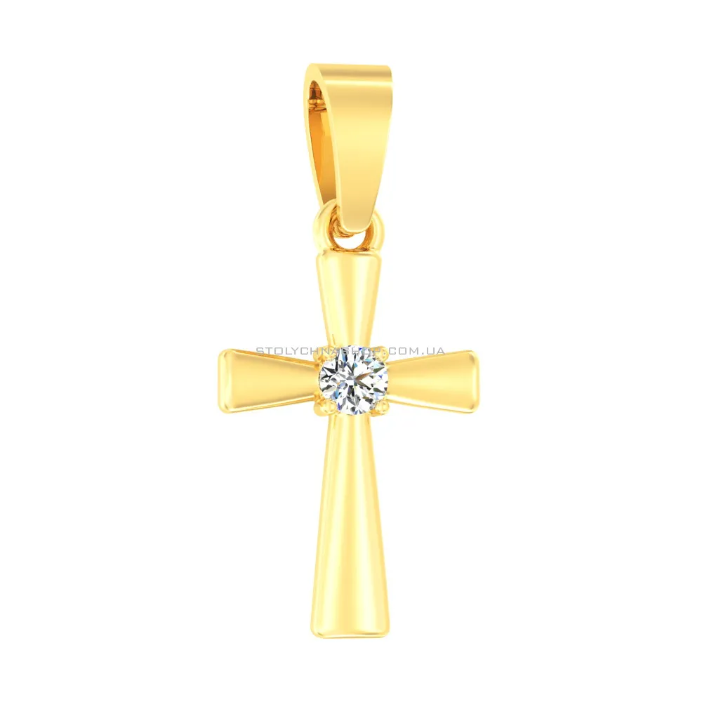 Крестик из желтого золота с бриллиантом (арт. П011025005ж)