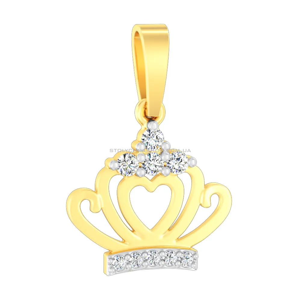 Золота підвіска «Корона» з фіанітами (арт. 441118ж) - цена