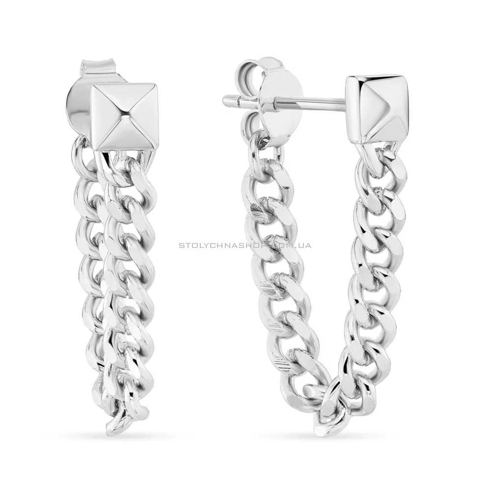 Сережки-пусети зі срібла з ланцюжками Trendy Style  (арт. 7518/6112) - цена