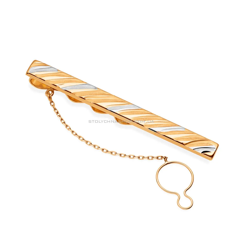 Затискач для краватки з червоного золота з родіюванням (арт. 200085р) - цена