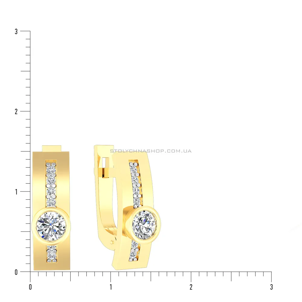 Золоті сережки з фіанітами (арт. 111033ж) - 2 - цена