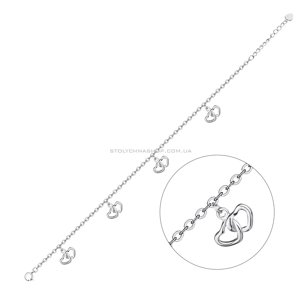 Срібний браслет з сердечками (арт. 7509/2170) - цена