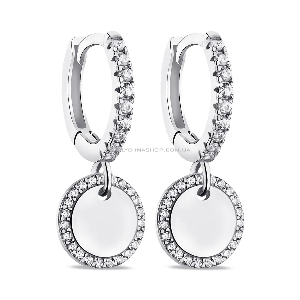 Сережки-кільця зі срібла з фіанітами (арт. 7502/9068/10) - цена
