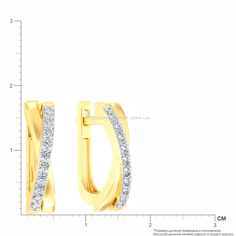 Золоті сережки Синергія з доріжкою фіанітів (арт. 111102ж) - 3 - цена