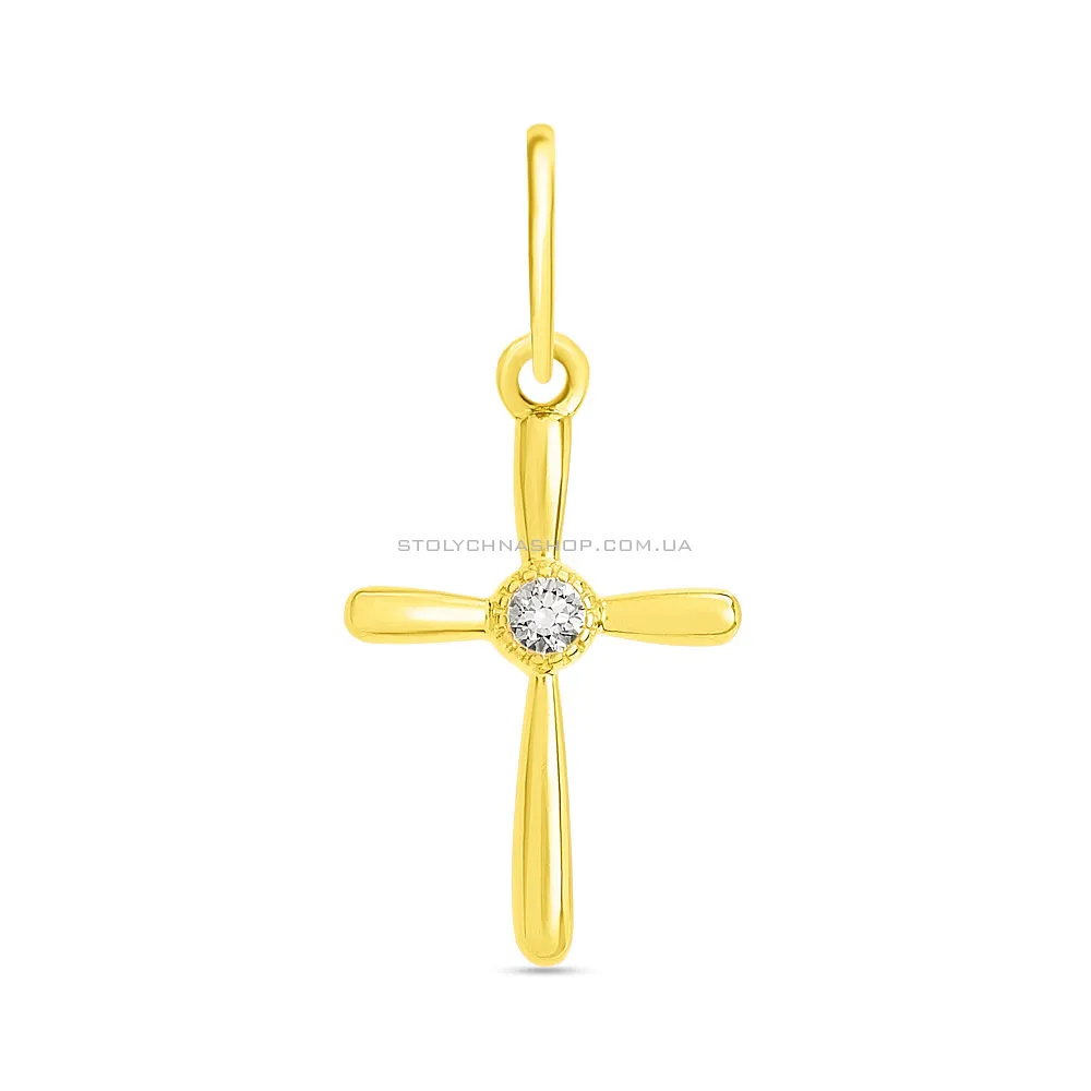 Золота підвіска-хрестик з фіанітом (арт. 440457ж) - цена
