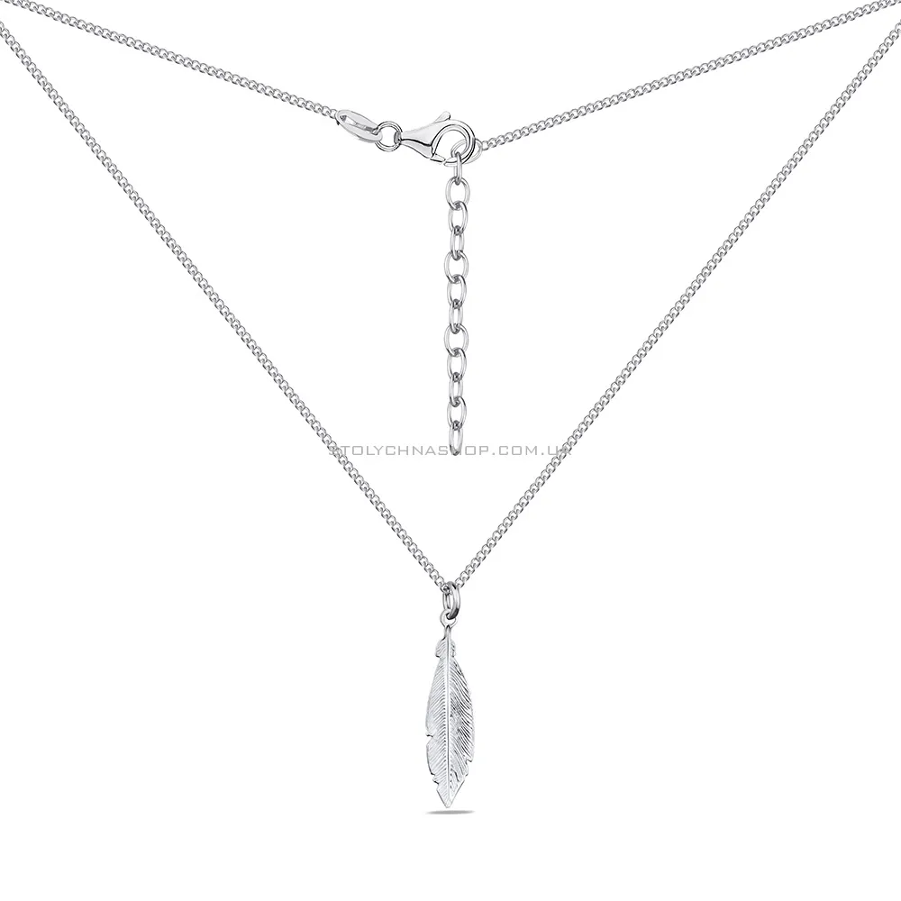 Кольє зі срібла "Перо" без каміння  (арт. 7507/594/1) - 2 - цена
