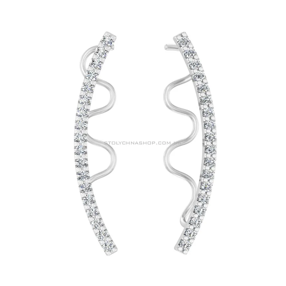 Сережки-клаймбери з білого золота з діамантами  (арт. С011395010б) - цена