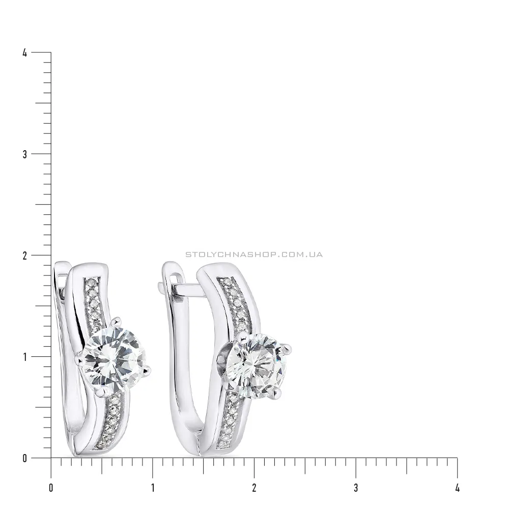 Срібні сережки з фіанітами (арт. 7502/3552) - 2 - цена