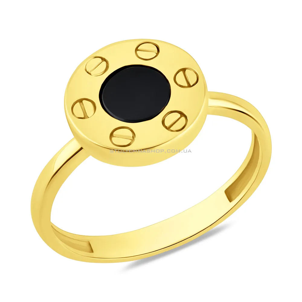 Золотое кольцо с ониксом (арт. 154664жо) - цена