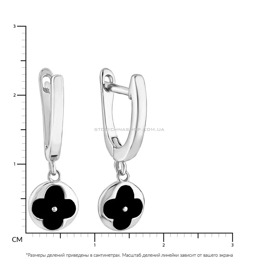 Срібні сережки з підвісками і з емаллю  (арт. 7502/4536еч) - 2 - цена