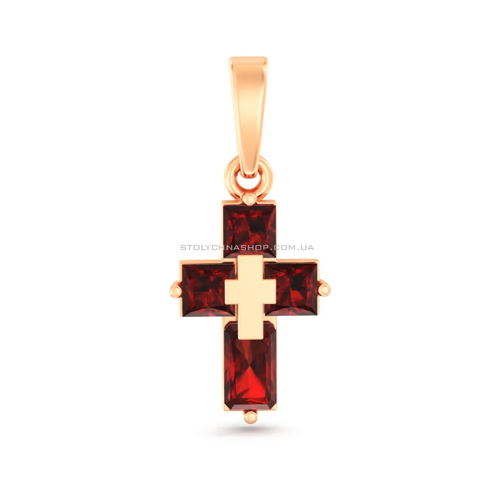 Хрестик з червоного золота з фіанітами (арт. 440895к) - цена