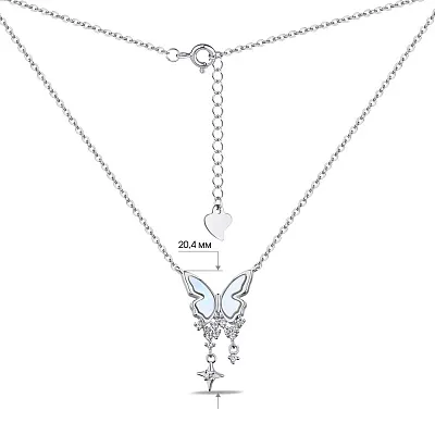 Срібне кольє Метелик з перламутром і фіанітами (арт. 7507/1958п)