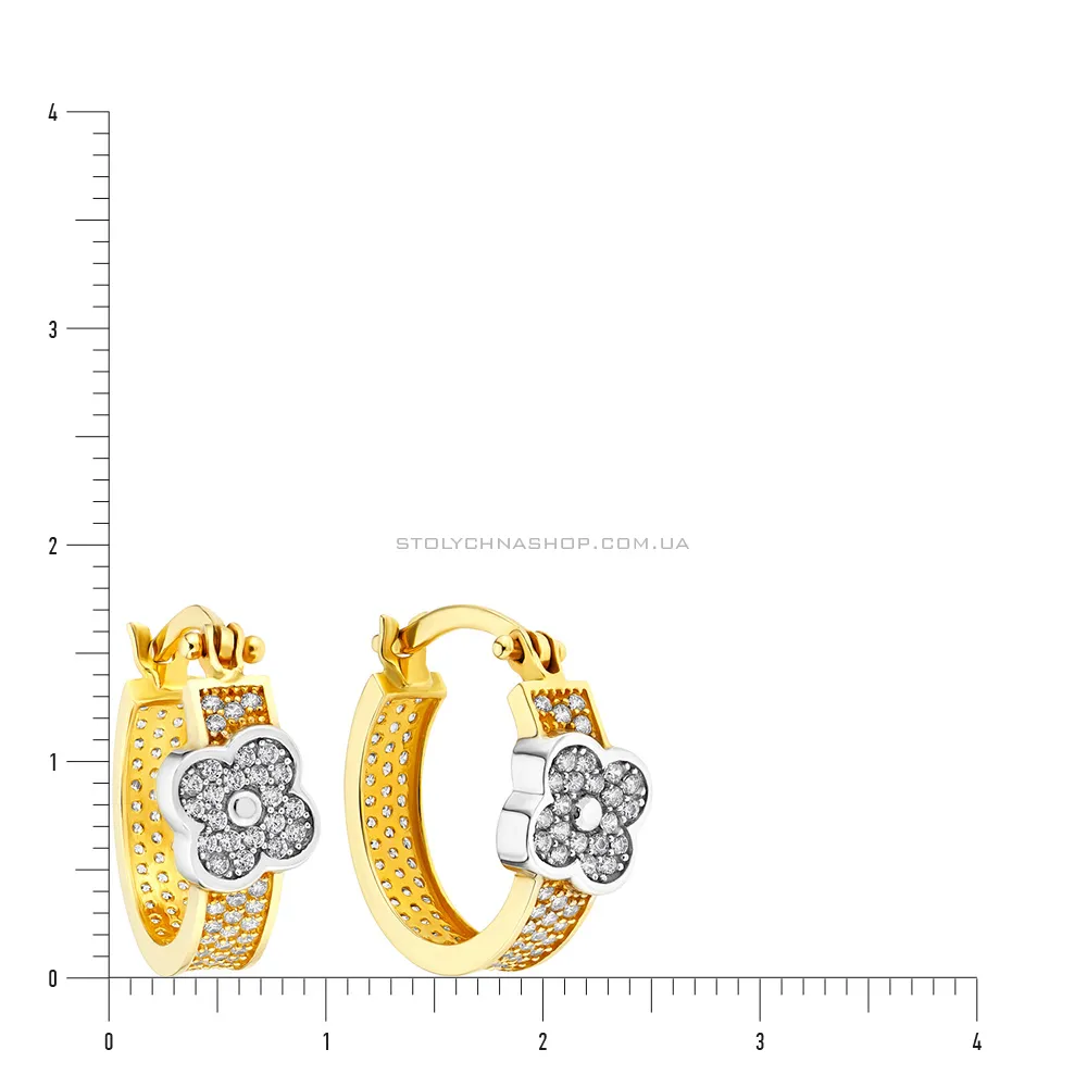 Золоті сережки конго з фіанітами (арт. 104932ж) - 2 - цена