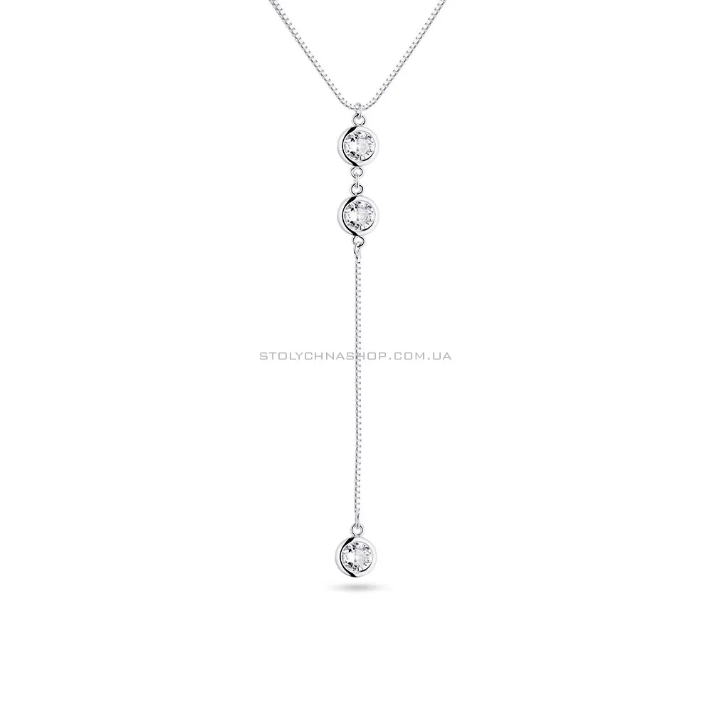Срібне кольє-краватка з фіанітами Trendy Style (арт. 7507/1333) - цена