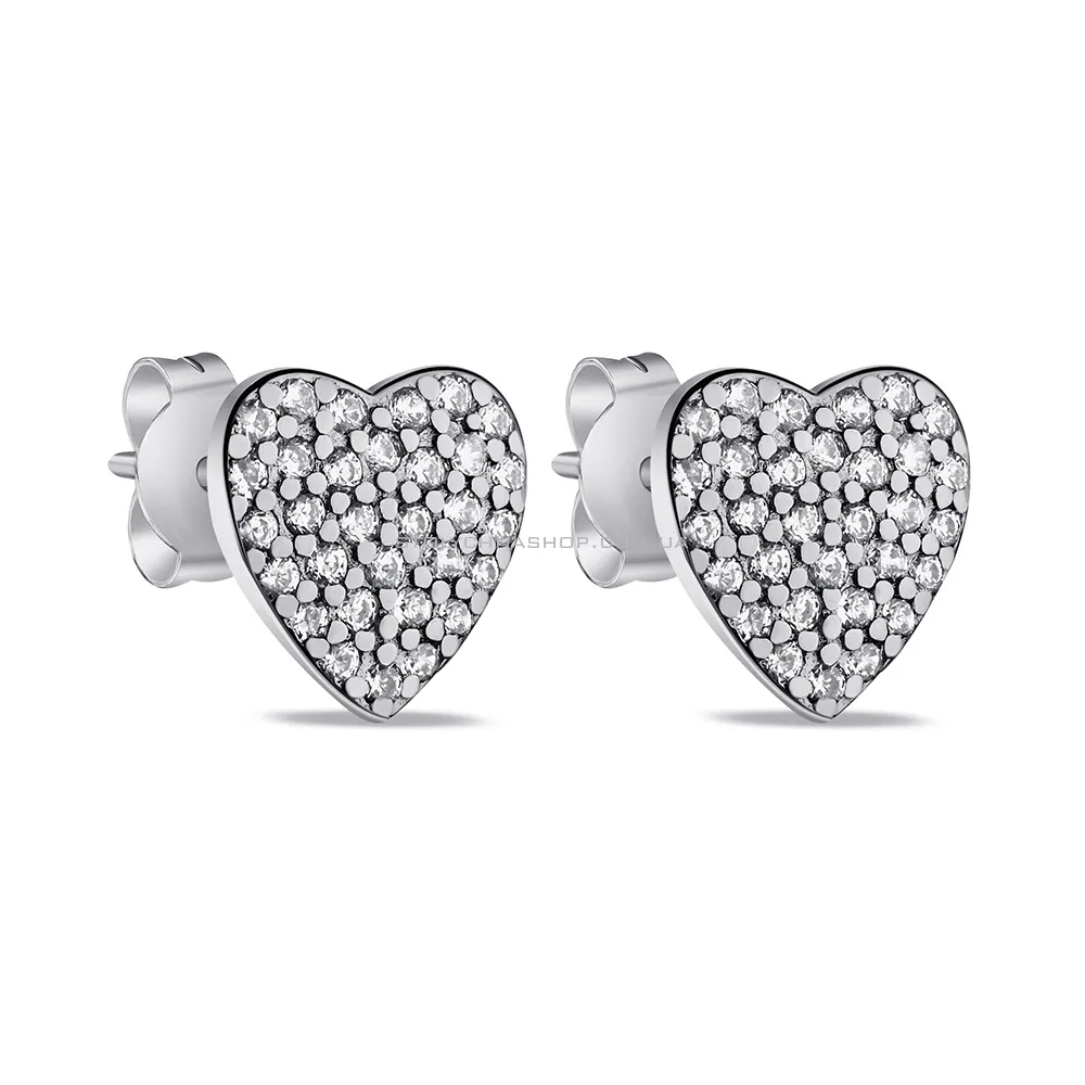 Срібні сережки-пусети Серце (арт. 7518/6256) - цена
