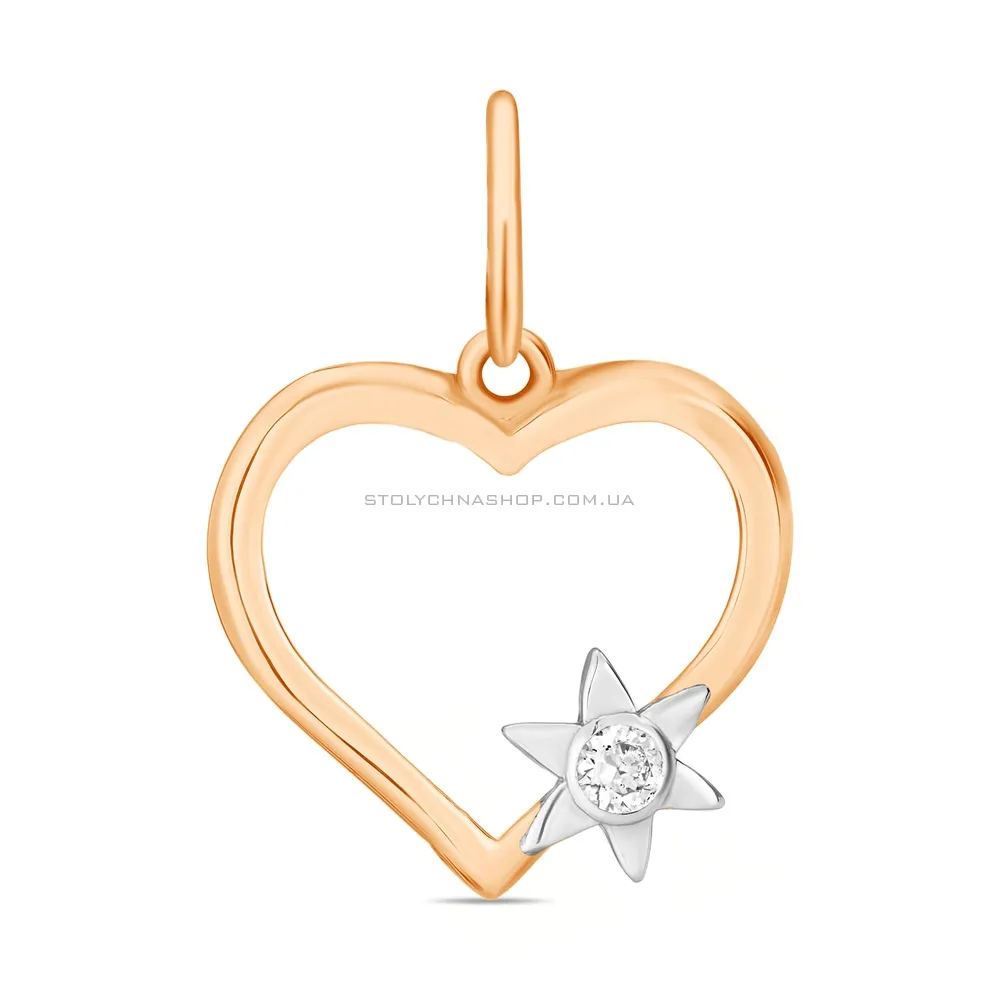 Золотая подвеска «Сердце» с фианитом (арт. 420960) - цена