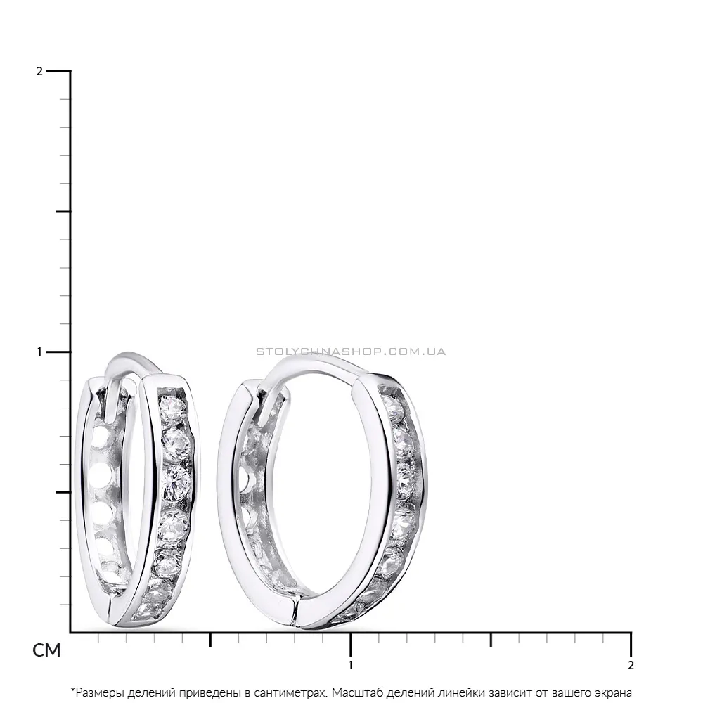 Срібні сережки з фіанітами  (арт. 7502/203/10) - 2 - цена