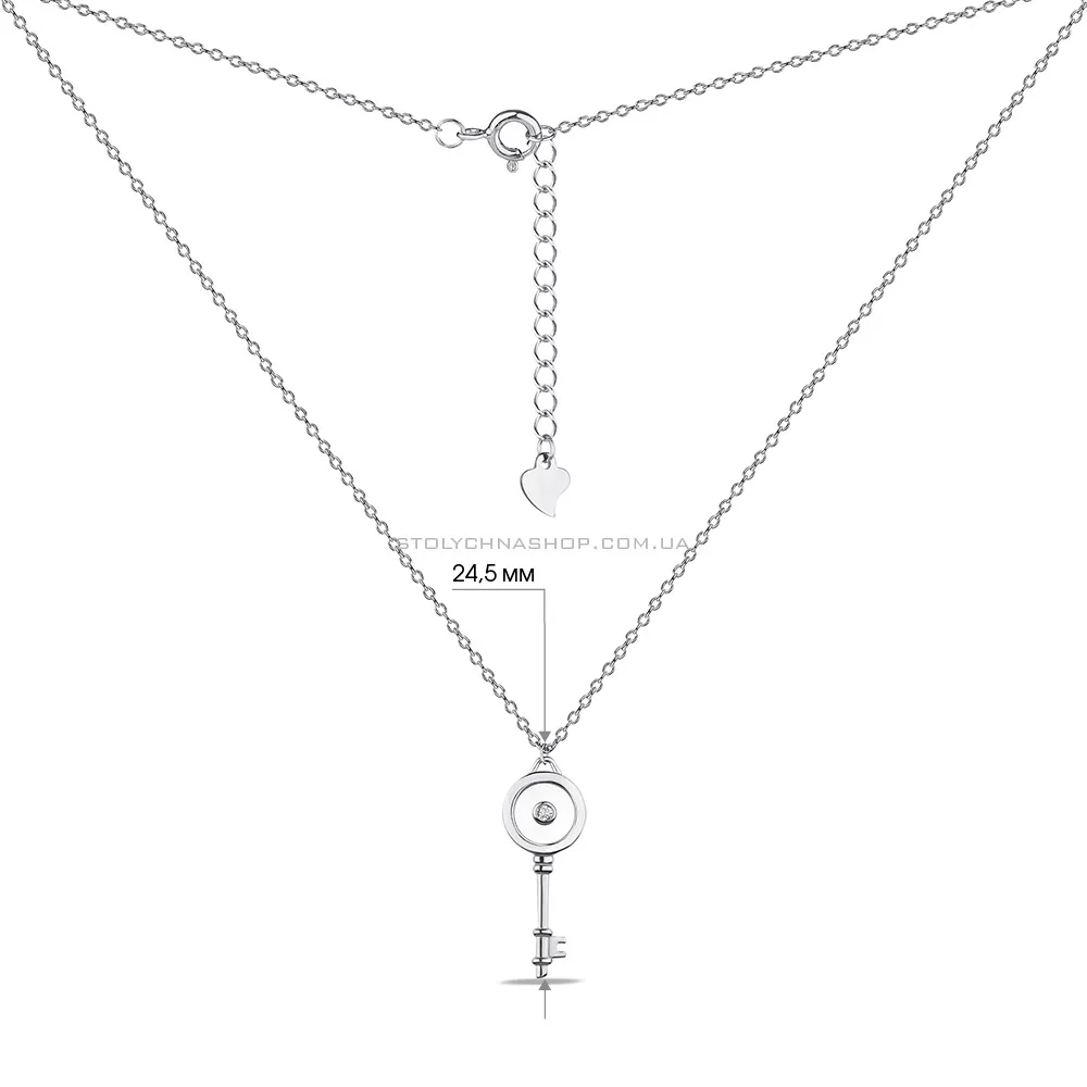 Срібне кольє Ключ з перламутром та фіанітом (арт. 7507/1869п) - 3 - цена