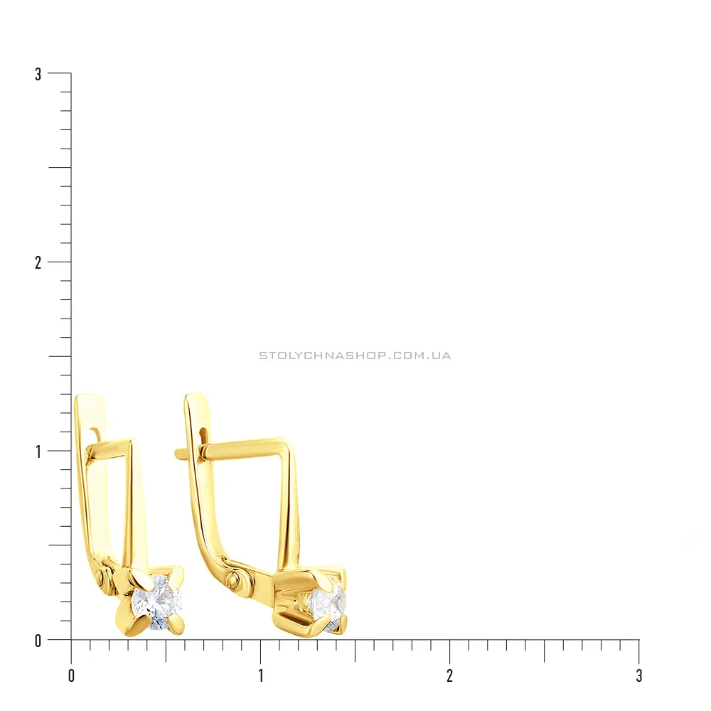 Золоті сережки з фіанітами (арт. 110105ж) - 2 - цена