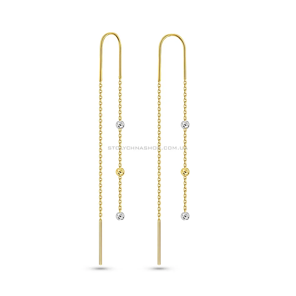 Сережки-протяжки з жовтого і білого золота (арт. 110720жб) - цена