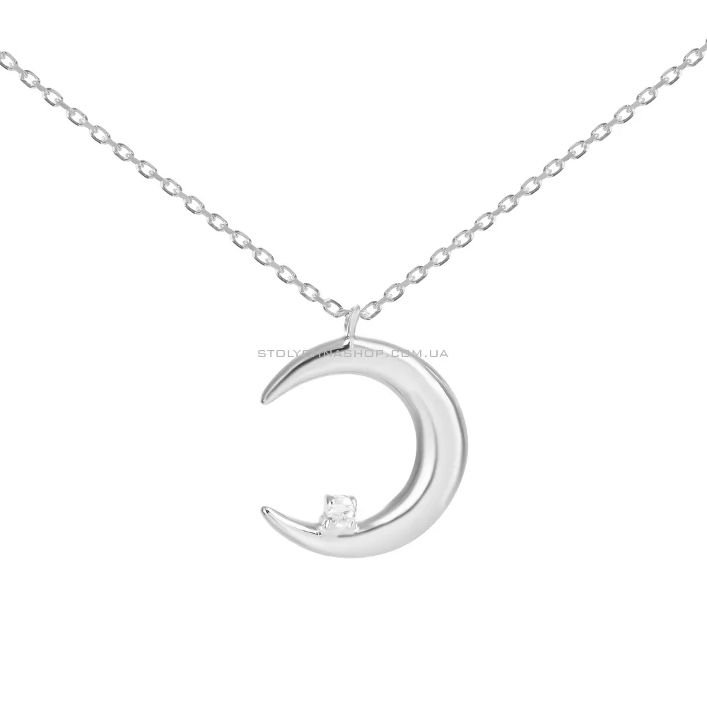 Срібне кольє «Місяць» з фіанітом (арт. 7507/1013) - цена