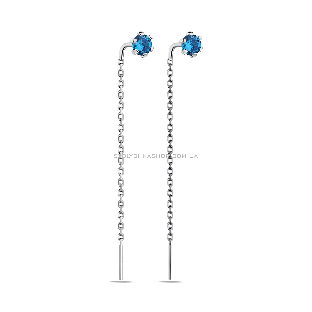 Срібні сережки-протяжки з альпінітами (арт. 7502/934агсю) - цена