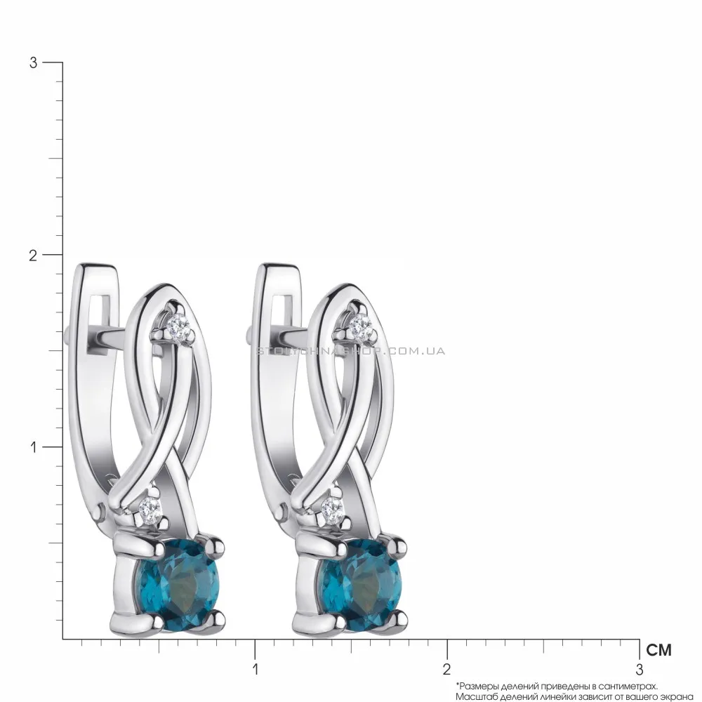 Срібні сережки з топазом і фіанітами (арт. 7002/4046Пл) - 2 - цена