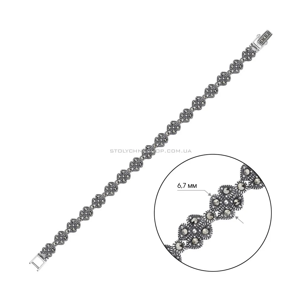 Срібний браслет з марказитами (арт. 7409/2455мрк) - 2 - цена