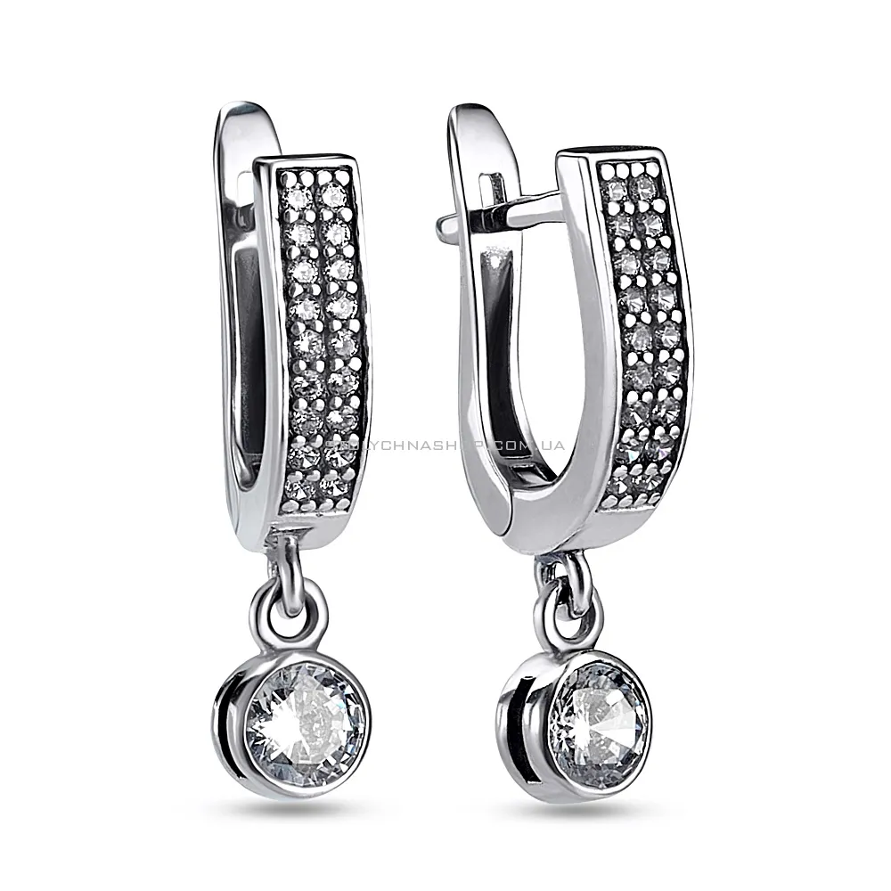Срібні сережки з підвісками і фіанітами (арт. 7902/2915) - цена