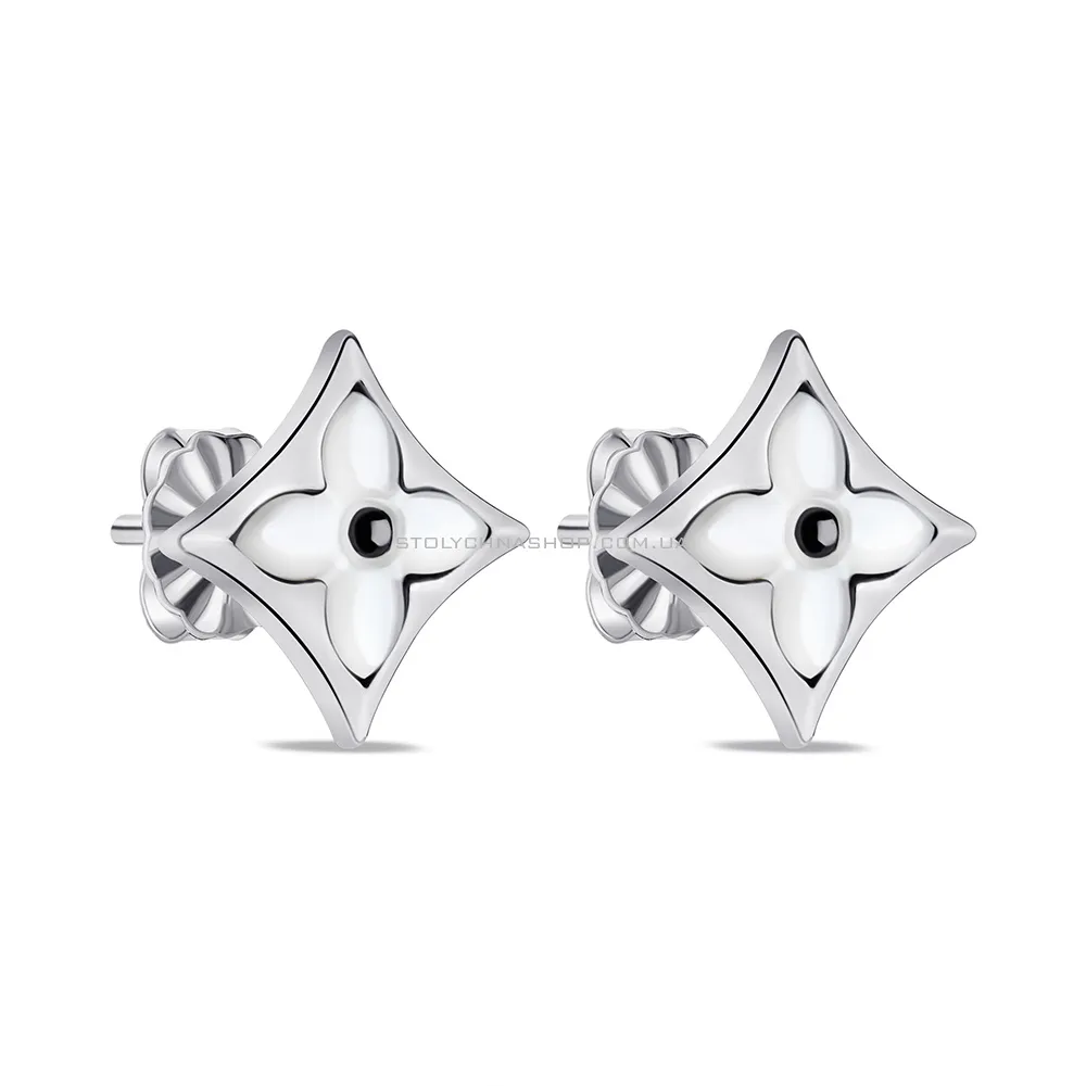 Срібні сережки-пусети з перламутром (арт. 7518/5094п) - цена
