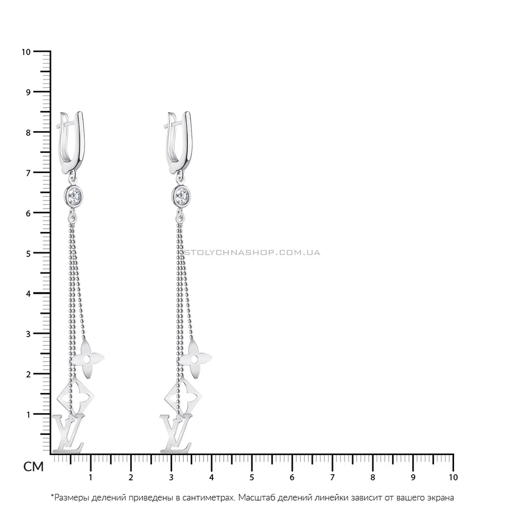 Срібні сережки-підвіски з фіанітами (арт. 7502/4184) - 2 - цена
