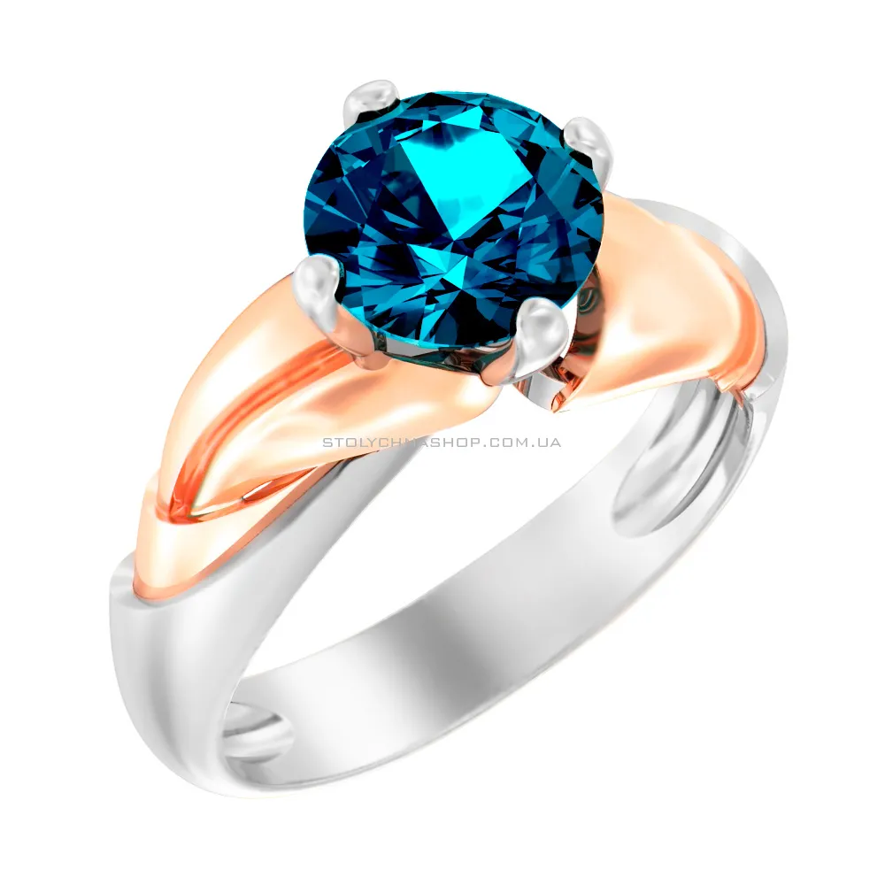Золотое кольцо с топазом Blue Ocean (арт. 140747Пбл) - цена