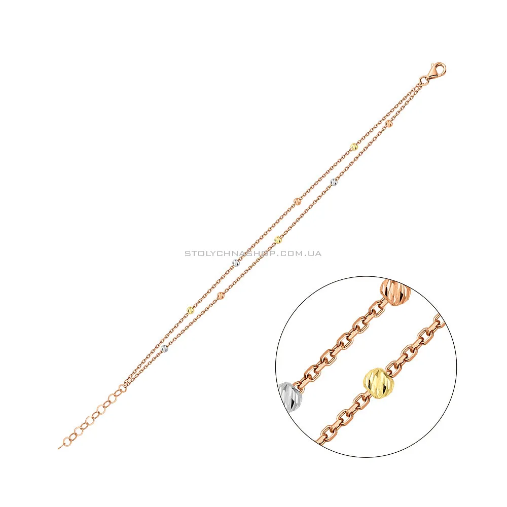 Подвійний золотий браслет з алмазною насічкою (арт. 326222кбж) - цена