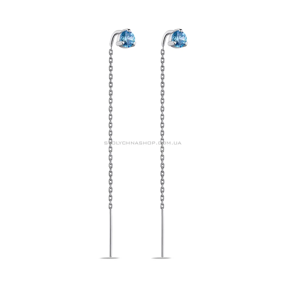 Срібні сережки-протяжки з альпінітами (арт. 7502/557агсп) - цена