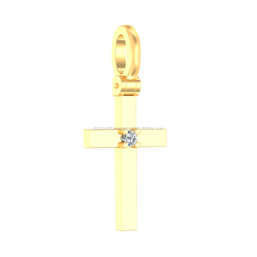 Крестик из желтого золота с бриллиантом  (арт. П011022ж) - цена