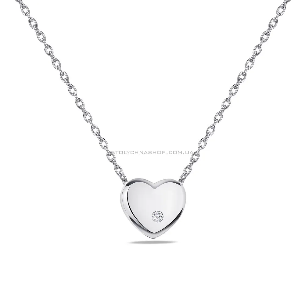 Кольє "Серце" зі срібла з одним фіанітом (арт. 7507/1189) - цена