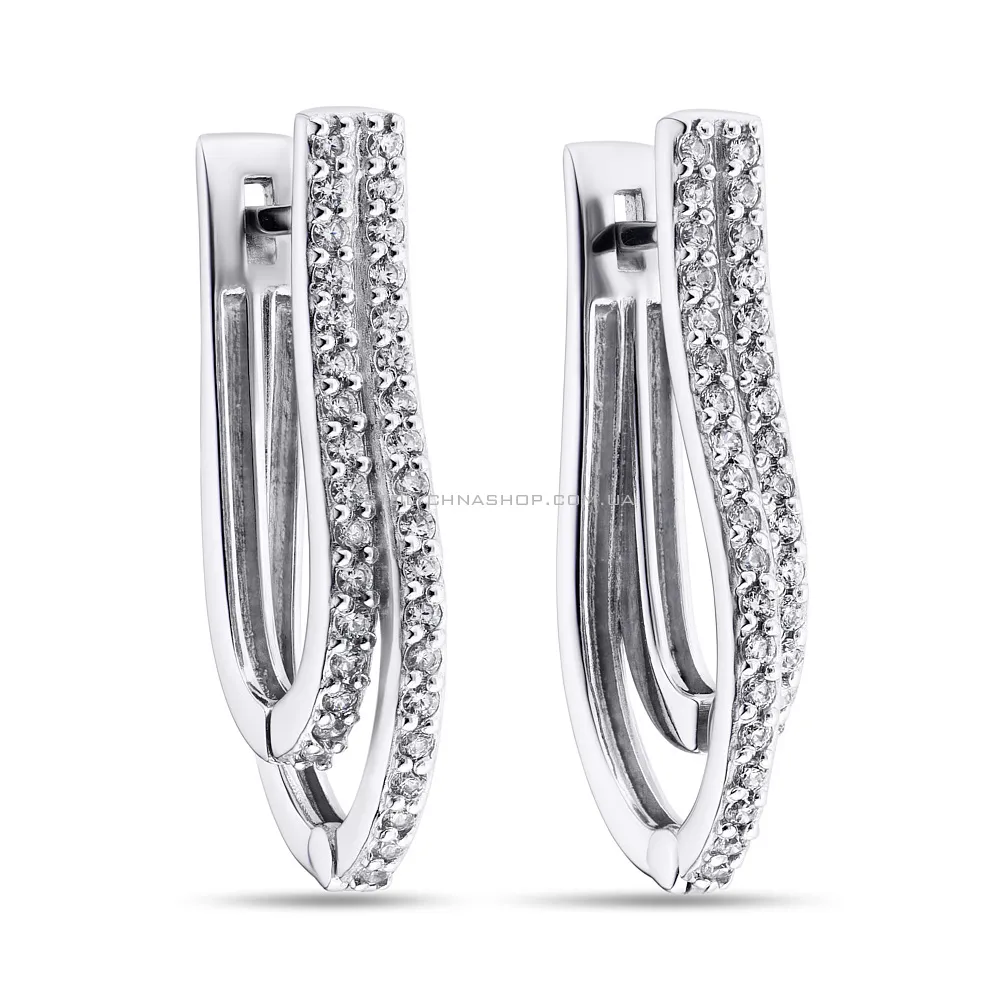 Срібні сережки з доріжками з фіанітів (арт. 7502/21008р) - цена